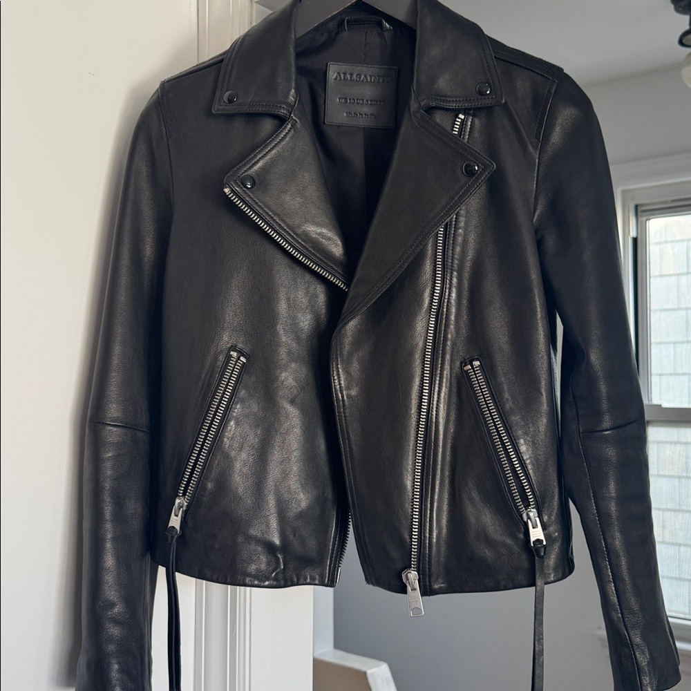 ALLSAINTS. NEW Dalby Slim Fit Leather Biker Jacket - Picture 4 of 13